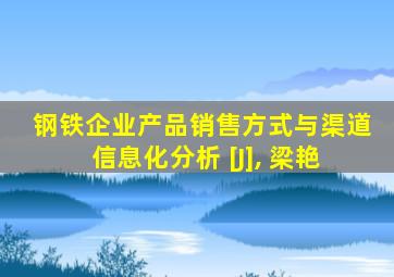 钢铁企业产品销售方式与渠道信息化分析 [J], 梁艳